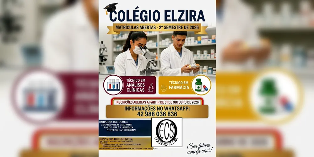Os interessados nos cursos podem entrar em contato pelo WhatsApp (42) 98803-6836.