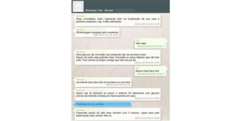Funcionário relata ter cedido um quarto para um “ministro com 5 meninas”
