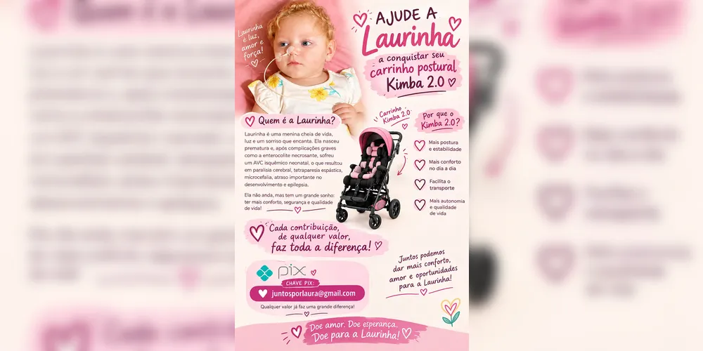 Imagem ilustrativa da imagem Família faz campanha para ajudar bebê de PG com paralisia cerebral