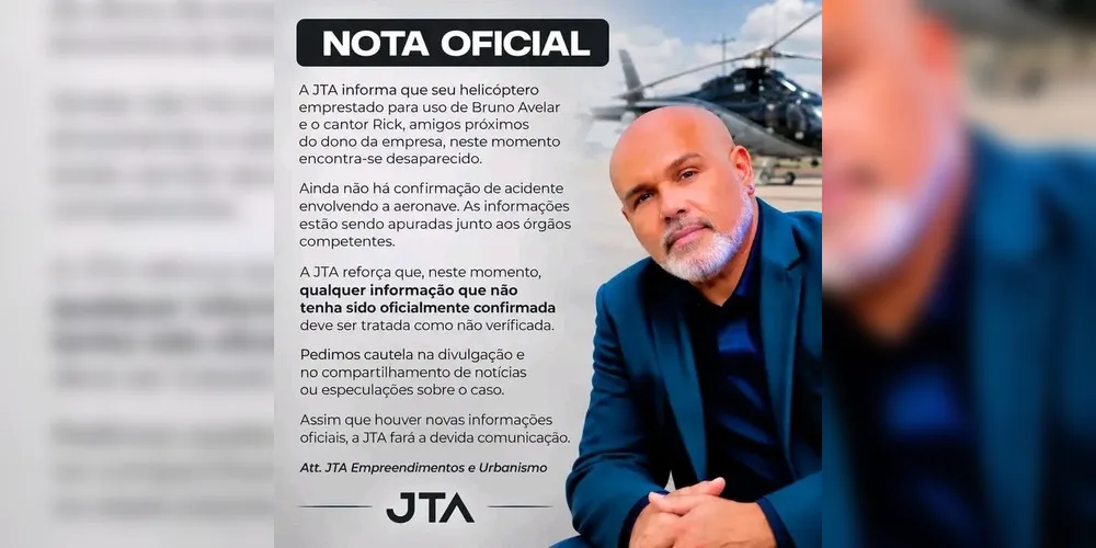 Imagem ilustrativa da imagem Dona de helicóptero em que Rick estava diz que aeronave foi emprestada ao cantor