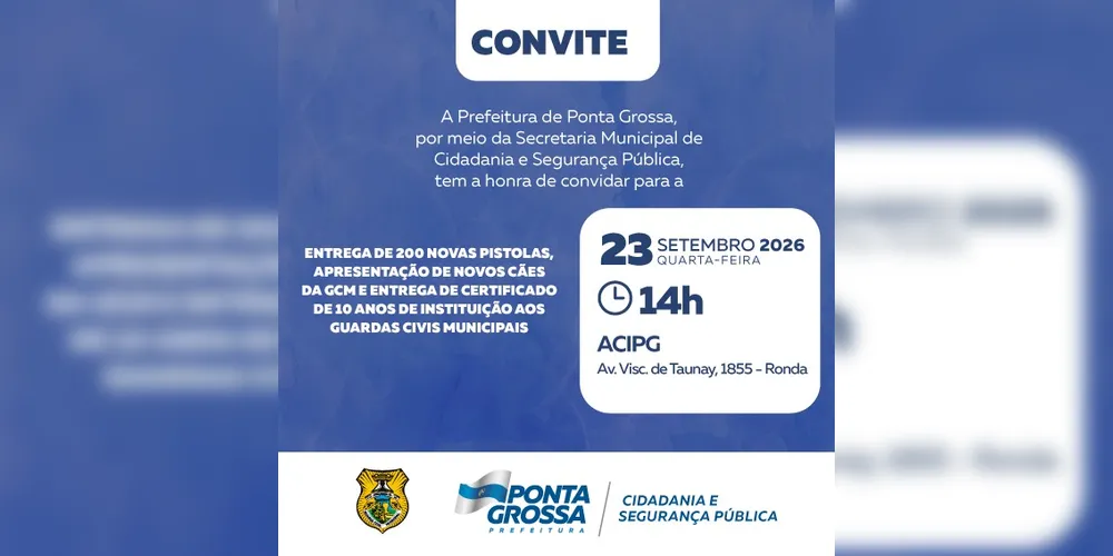 Convite da Prefeitura de Ponta Grossa