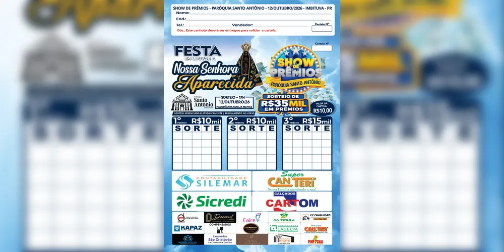 As cartelas podem ser adquiridas pelo telefone (42) 99934-4011