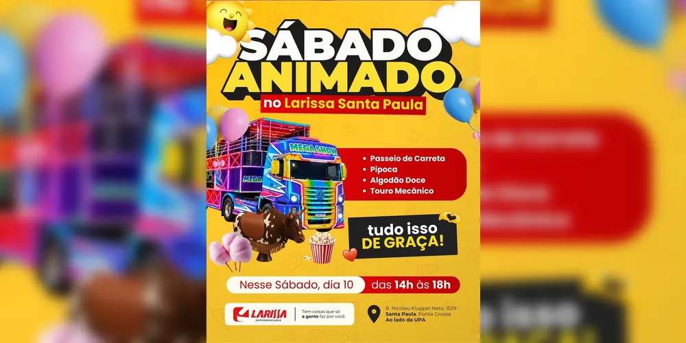 Imagem ilustrativa da imagem Larissa Santa Paula promove tarde de diversão gratuita para toda a família neste sábado