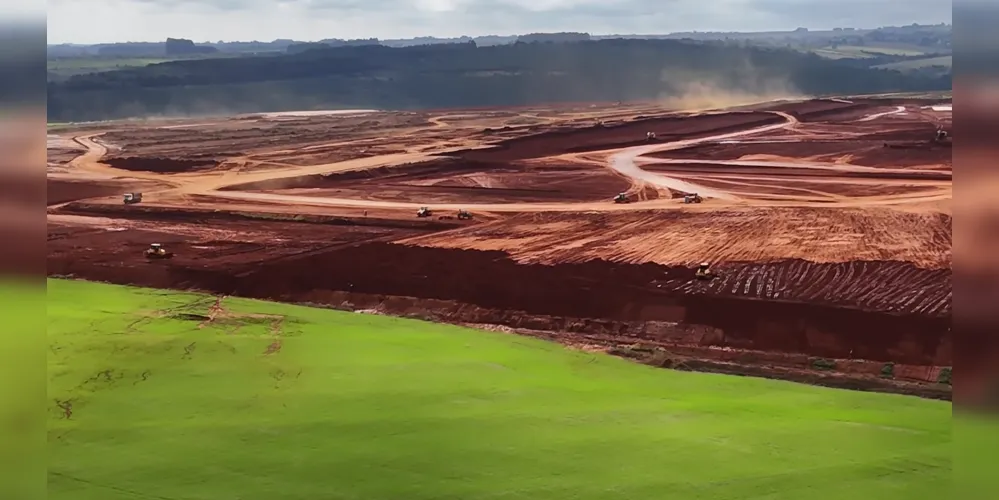 A fábrica da XBRI Pneus está em processo de construção na BR-376, Distrito Industrial de Ponta Grossa.