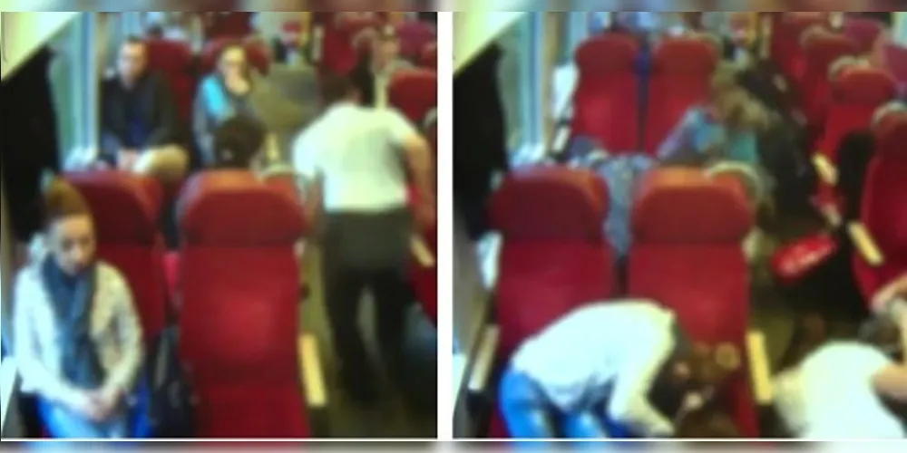 Nas imagens, é possível ver o maquinista correndo para dentro da cabine de passageiros pedindo para que eles se abaixem