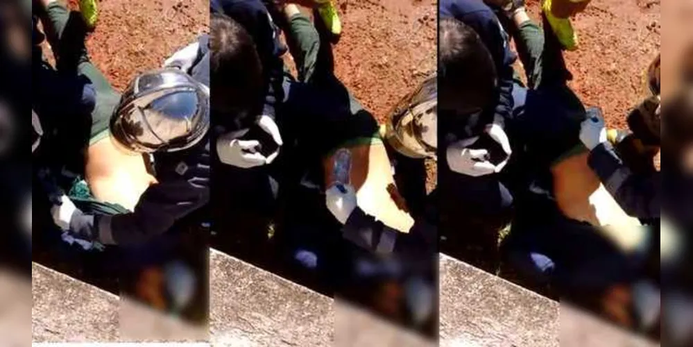 Frame do vídeo que circula pelas redes sociais mostra garrafa d'água na cintura da vítima