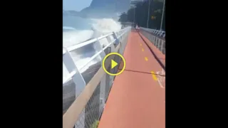 Imagem ilustrativa da imagem Vídeo mostra momento em que ciclovia desaba no Rio