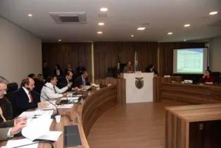 Secretário estadual da Saúde, Michele Caputo Neto, durante apresentação na Assembleia Legislativa do relatório quadrimestral de presentação de contas de 2016