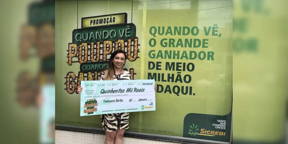 Imagem ilustrativa da imagem Moradora da região ganha  R$ 500 mil em promoção do Sicredi