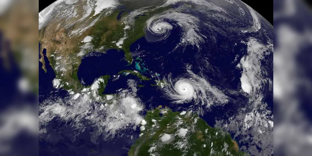 Imagem de satélite do furacão José e Maria no Oceano atlântico/Foto: Divulgação NASA/Projeto NOAA GOES