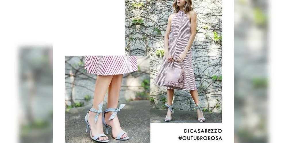  Uma verdadeira lição de charme - vestido midi combinado com sandália minimal com amarração e bolsa com aplicação de flores. Tendências juntas para um visual impecável. 