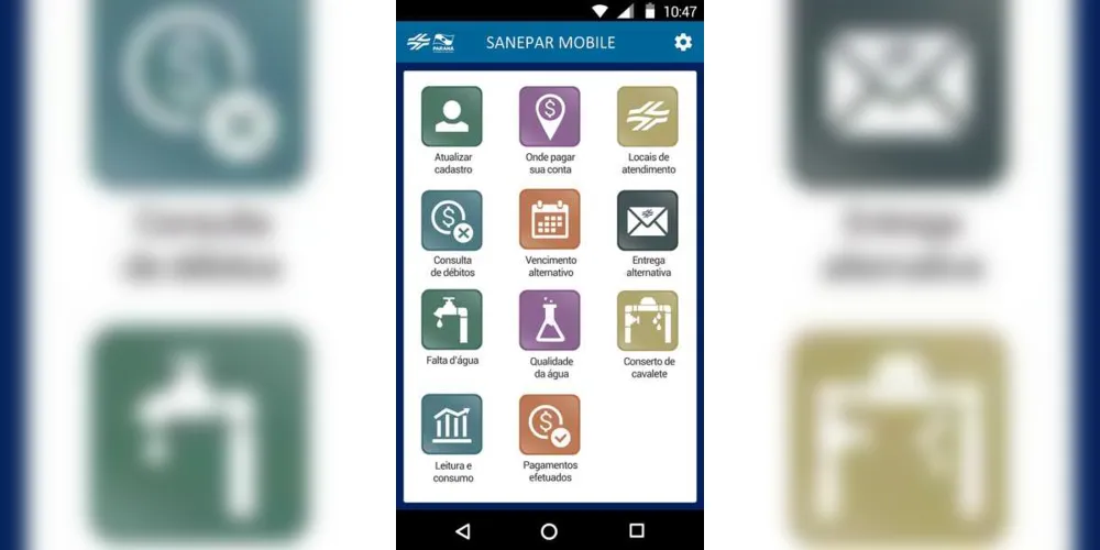 O Sanepar Mobile é compatível com os sistemas operacionais Android e iOS e pode ser baixado nas lojas Google Play Store e App Store/Foto: Divulgação Sanepar