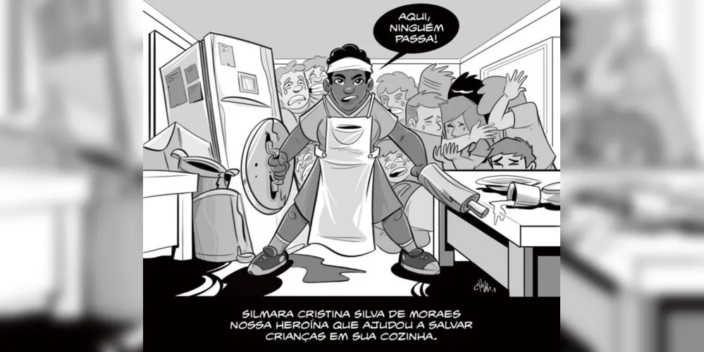 Imagem ilustrativa da imagem Cartunista homenageia merendeira da escola de Suzano