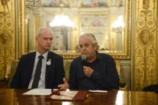 O diretor do Museu Nacional, Alexander Kellner, ao lado do presidente do Ibram, Paulo Amaral.