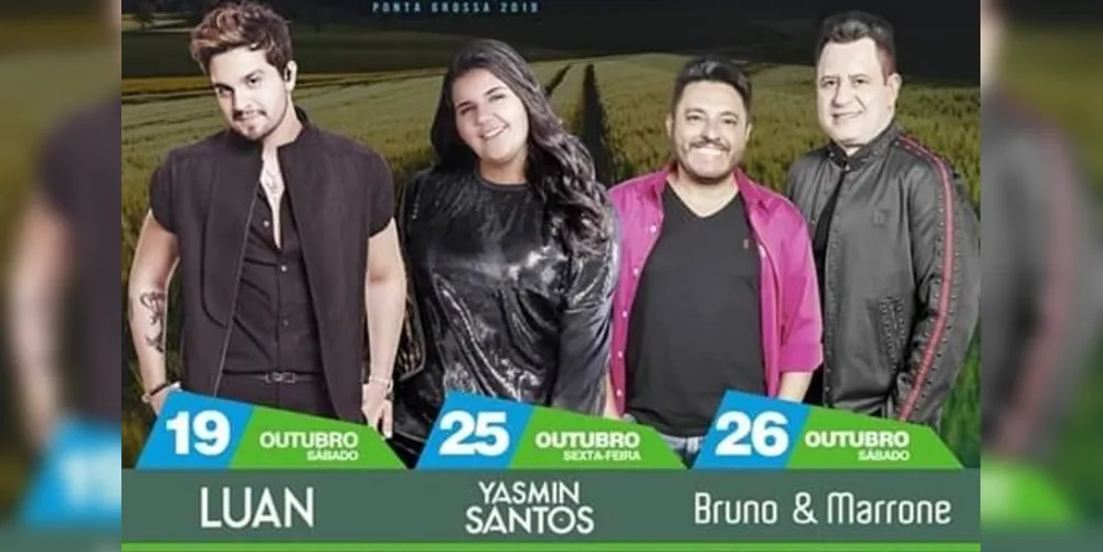 Imagem ilustrativa da imagem Feira Paraná terá Luan Santana e Bruno e Marrone