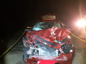 Apesar do estrago nos veículos, motorista do Prisma sofreu apenas escoriações