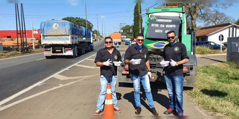 Imagem ilustrativa da imagem Empresários de PG distribuem marmitas a caminhoneiros