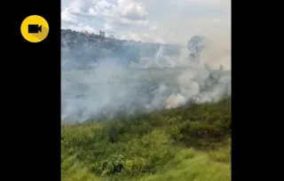 Imagem ilustrativa da imagem Incêndio em matagal complica o trânsito na Visconde de Taunay
