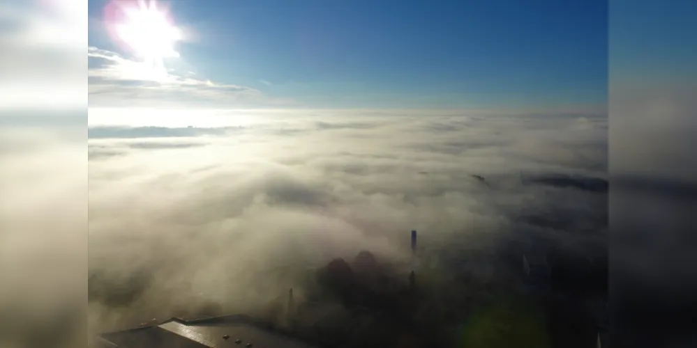 Ponta Grossa foi encoberta por uma densa névoa na manhã de sábado