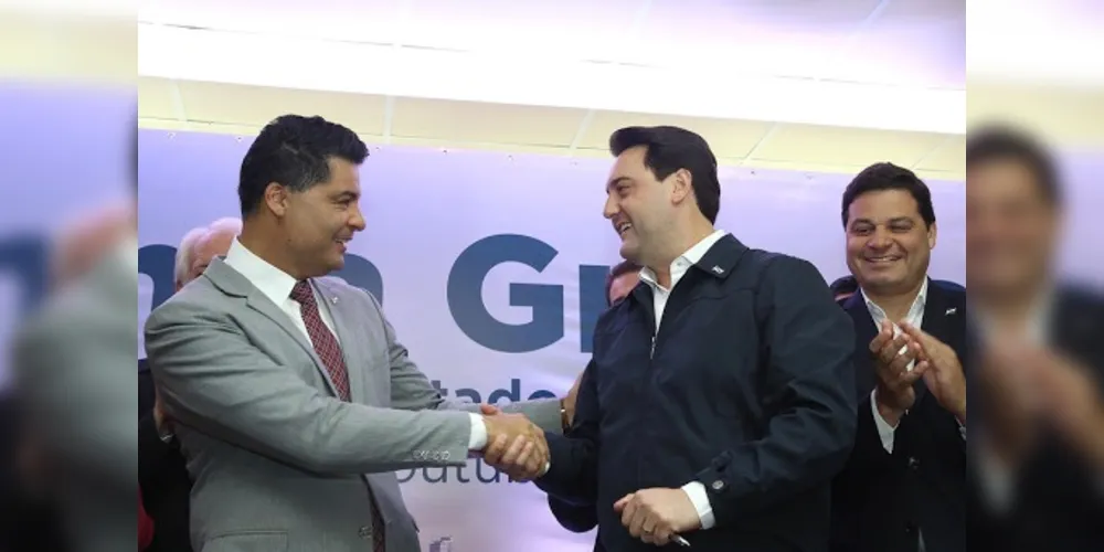 Ex-prefeito Marcelo Rangel (PSDB) e o governado do Paraná, Ratinho Junior (PSD).