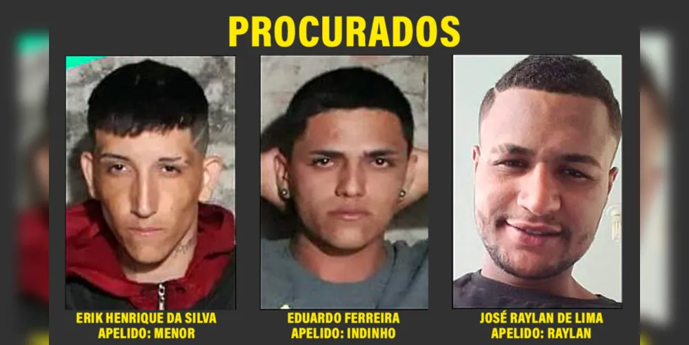 A Polícia Civil do Paraná divulga fotografia de suspeitos de homicídio