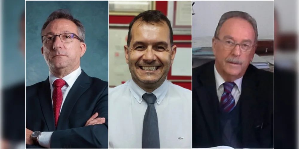 Da esquerda para a direita: Jorge Sebastião, Luis Simionato e Angelo Pilatti. Eles são candidatos à presidência.