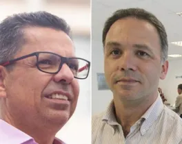 À esquerda Miguel Sanches Neto e à direita Everson Krum, candidatos a reitor da UEPG.