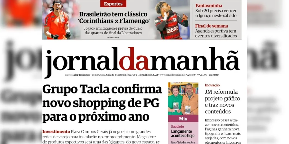 Jornal da Manhã continua mantendo sua linha moderna, impresso 100% colorido, sendo o único jornal na região a circular cinco vezes por semana