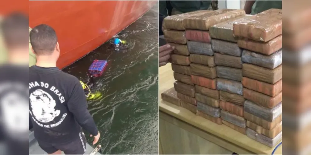 Mergulhadores da Marinha do Brasil e da Polícia Federal (PF) encontraram cerca de 45kg que seria levado à Europa