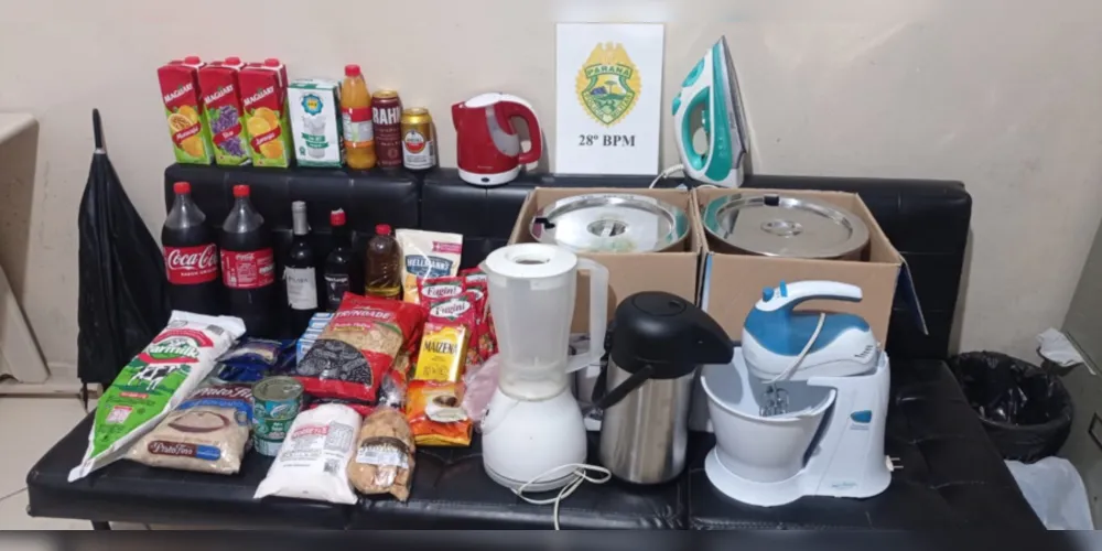 Alimentos e eletrodomésticos foram recuperados pela Polícia Militar