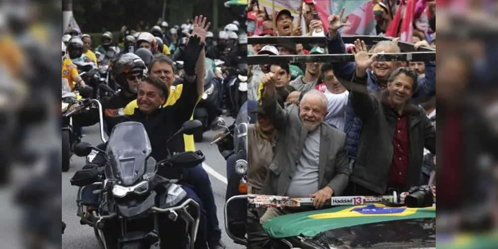 Bolsonaro estava em motociata, enquanto Lula foi a evento na avenida Paulista