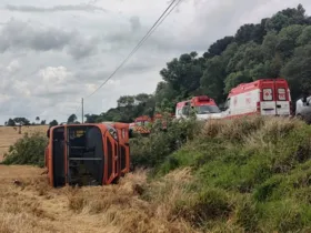 O acidente aconteceu na PR-438, no Distrito de Guaragi, na área rural de Ponta Grossa
