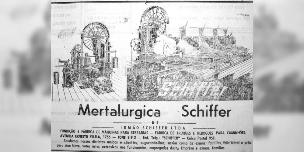Publicidade da Metalúrgica Schiffer publicada no JM em 25 de dezembro de 1958