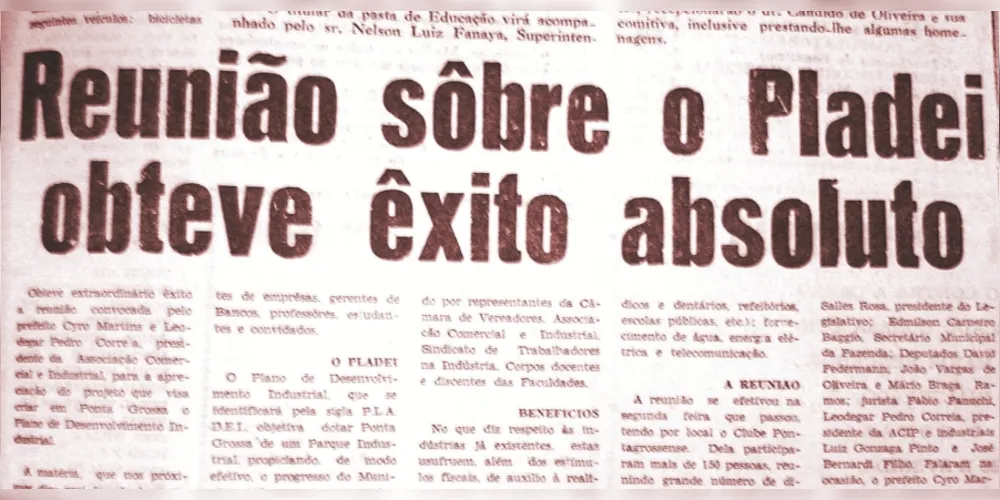 Matéria publicada no JM de 14 de agosto de 1969, destacando uma das reuniões preparatórias do PLADEI