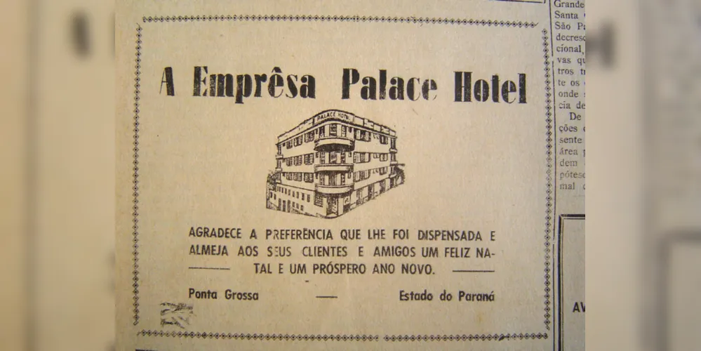Edição especial do JM em 1957, na qual o Palace Hotel deseja um Feliz Natal e um próspero 1958