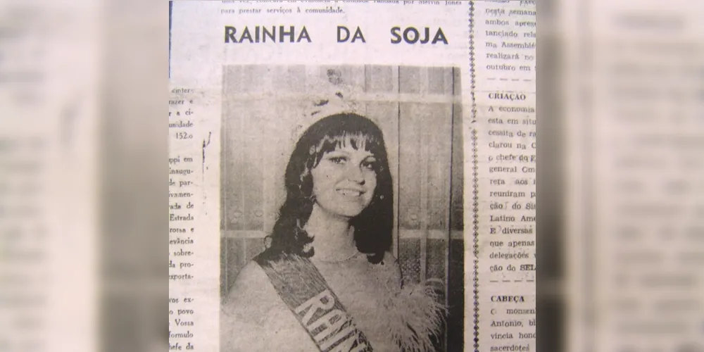 Matéria sobre a escolha da Rainha da Soja, publicada pelo JM em 03 de agosto de 1975
