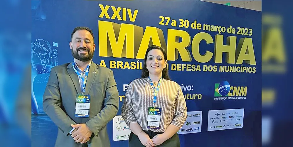 Presidente da AMCG e prefeito de Piraí do Sul, Henrique Carneiro; e prefeita de Carambeí, Elisangela Pedroso