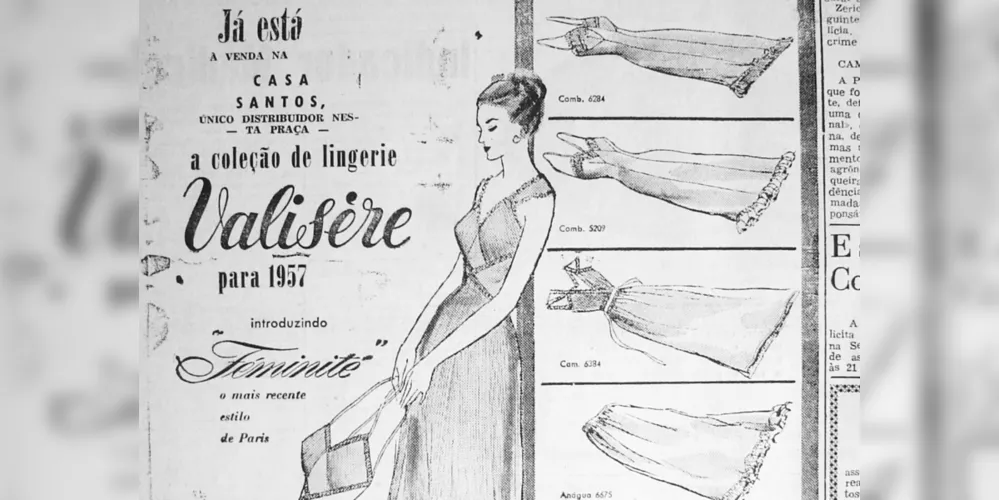 Publicidade da Valisere apresentando a sua coleção de lingeries para o ano de 1957. JM, 07 de maio de 1957