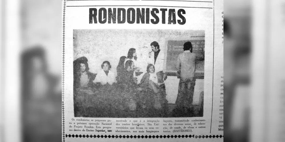 O envolvimento de acadêmicos e professores da UEPG em ações do Projeto Rondon foi destaque no JM em 16 de julho de 1975