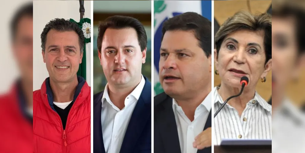 Prefeito de Palmiera, Sérgio Belich; governador Carlos Massa Ratinho Junior; Secretário estadual Sandro Alex; prefeita de Ponta Grossa, Elizabeth Schmidt