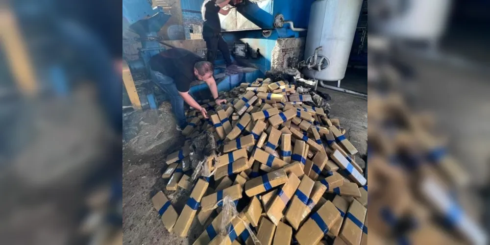 Centenas de tabletes de maconha foram apreendidos e incinerados