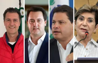 Prefeito de Palmiera, Sérgio Belich; governador Carlos Massa Ratinho Junior; Secretário estadual Sandro Alex; prefeita de Ponta Grossa, Elizabeth Schmidt