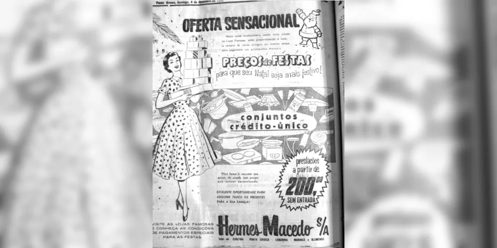 No dia 4 de dezembro de 1955 o JM publica anúncio das lojas Hermes Macedo