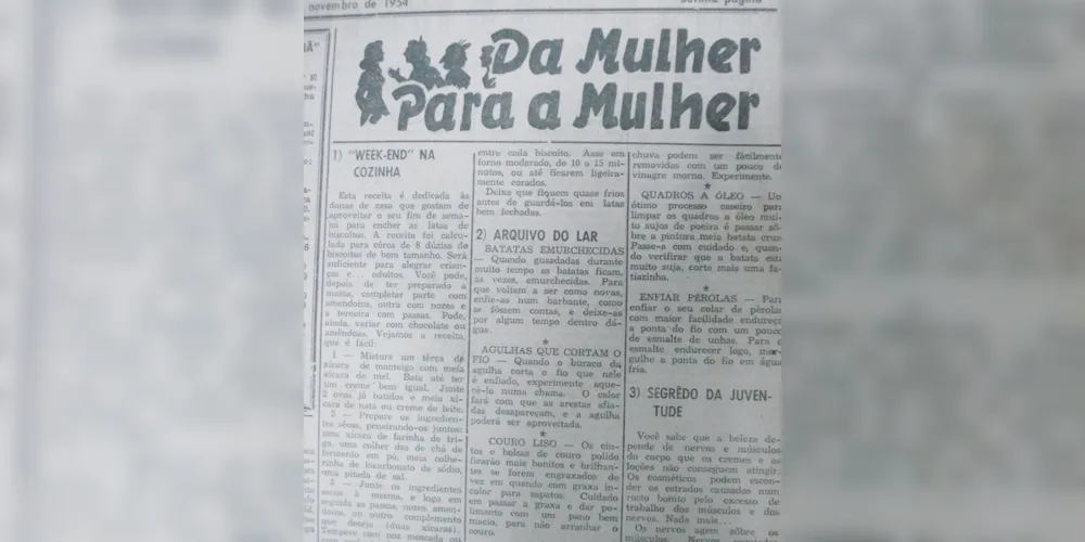 No dia 4 de novembro de 1954 o JM publicou a coluna intitulada Da Mulher para a Mulher