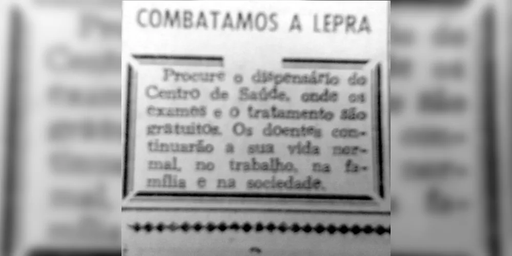 Em 30 de janeiro de 1957 o JM publicou uma pequena nota conclamando a população a combater a lepra no país