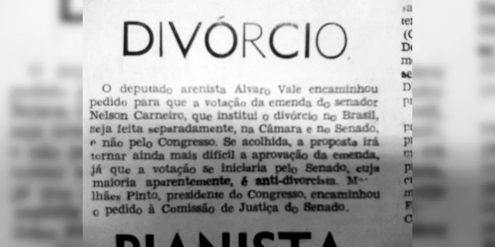 Em 30 de abril de 1975 o JM publicou nota sobre a resistência ao divórcio no Brasil