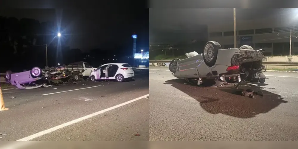 Um acidente de trânsito que envolveu quatro veículos deixou feridos e provocou lentidão em um trecho da BR-277, na região de Curitiba