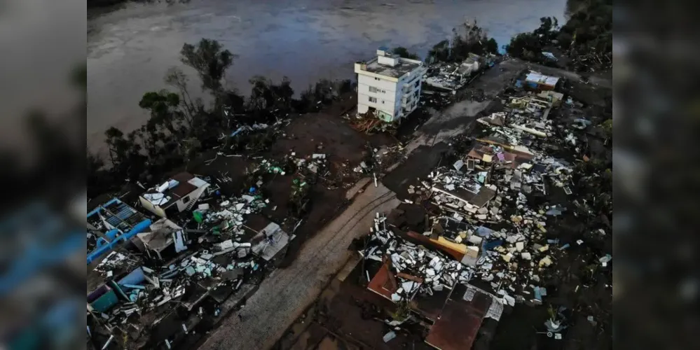 Área atingida pelas fortes chuvas na cidade de Muçum, no Rio Grande do Sul