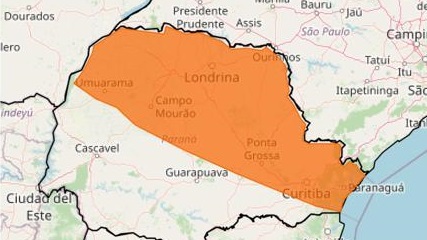 Alerta foi emitido para parte do Estado do Paraná