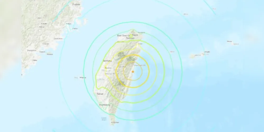 Autoridades estimam que o epicentro do terremoto ocorreu a cerca de 18 quilômetros ao sul da cidade de Hualien